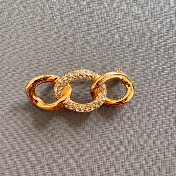 Dior Accessories - Vintage Christian Dior Signed Triple
Loop Gold tone Pin Brooch